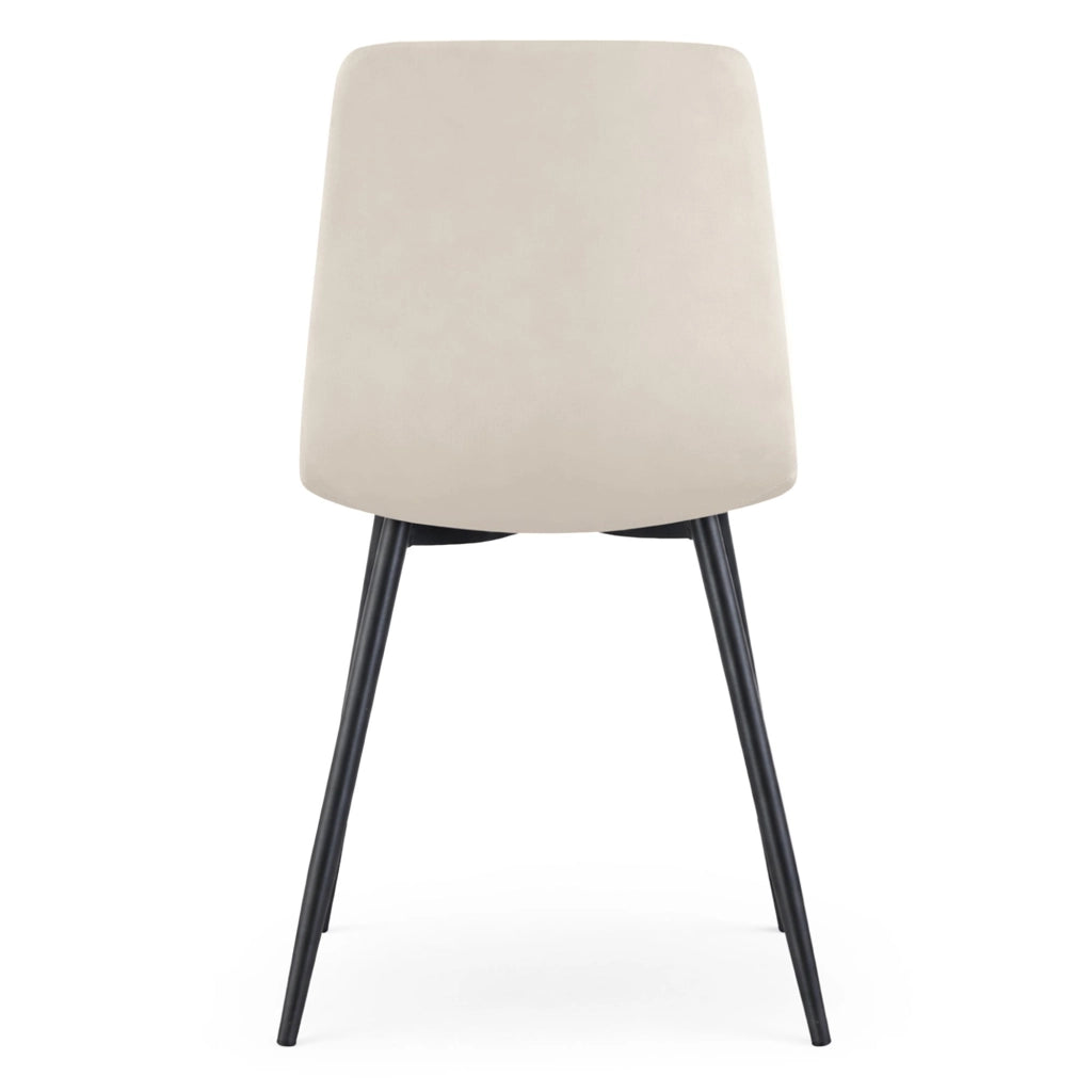Set di 6 Sedie in velluto trapuntate MILO Beige gambe nere
