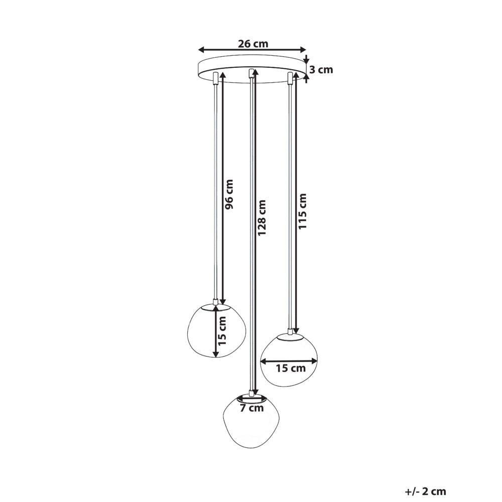 Lampada a sospensione multicolore con base in ferro e paralume in vetro, stile moderno, 146 cm, cavo regolabile