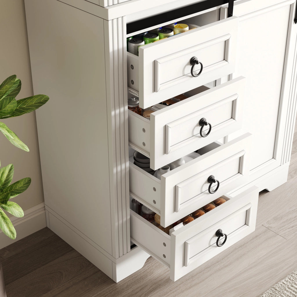 ARMADIO CUCINA Antiribaltamento 80x39,8x180 cm Bianco MDF con 4 cassetti