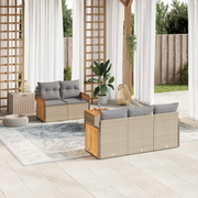 Set Divano da Giardino 6 pz con Cuscini Beige in Polyrattan 3259868