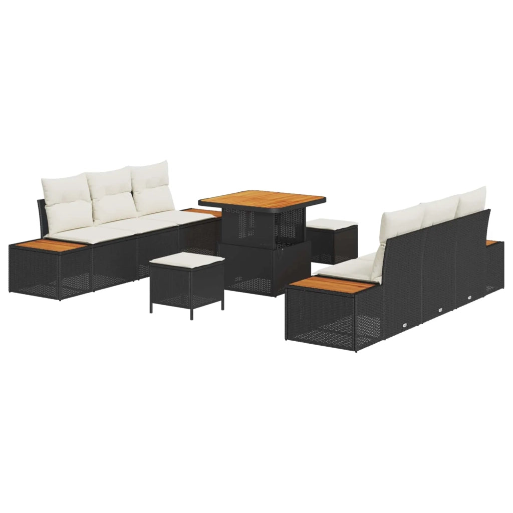 Set Divano da Giardino con cuscino 9 pcs Nero e Crema 3363255