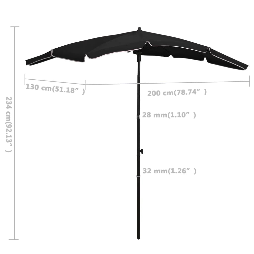 Ombrellone da giardino con palo 200 x 130 cm nero 02_0008318