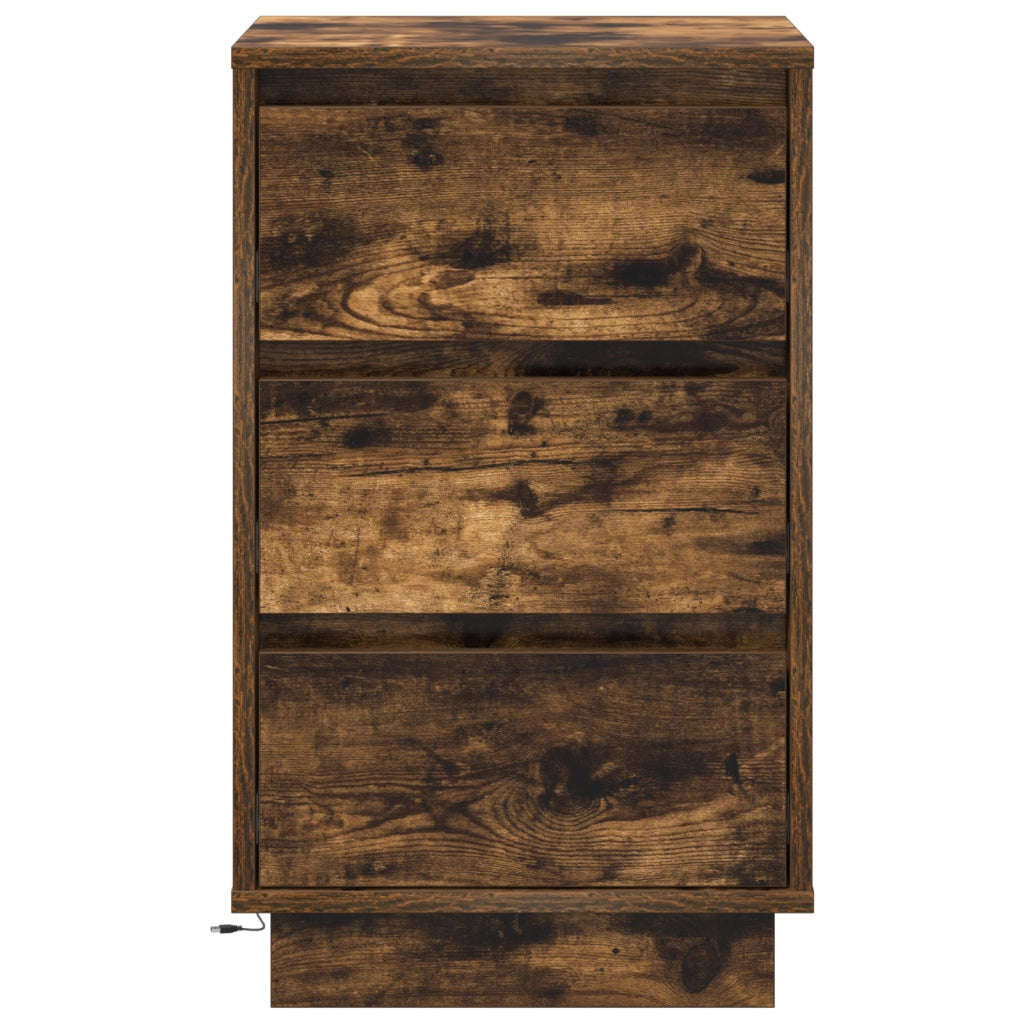 Comodino con LED Rovere Affumicato 39x34.5x65 cm Legno ingegnerizzato