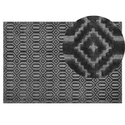 Tappeto Grigio Viscosa 140 x 200 cm Motivo Geometrico Tessuto a Mano Flatweave