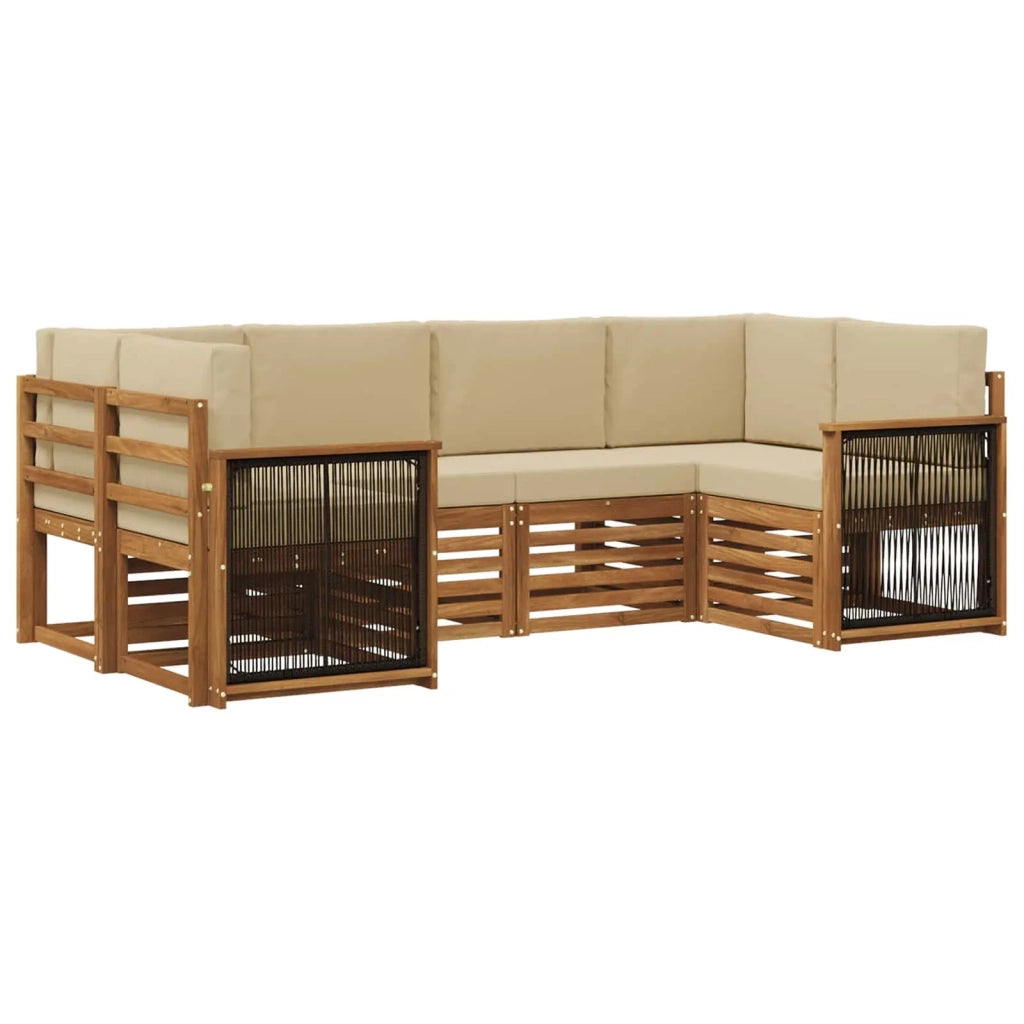 Set divano sezionale con cuscino 5 pcs Naturale