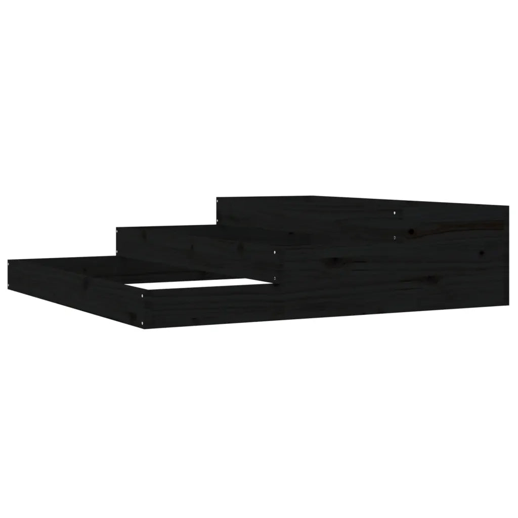Fioriera-Vaso da Esterno-Contenitore per Piante Nera 107x107x27 cm in Legno Massello di Pino