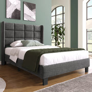 LETTO Imbottito 90x200 cm Lino Grigio con rete a doghe