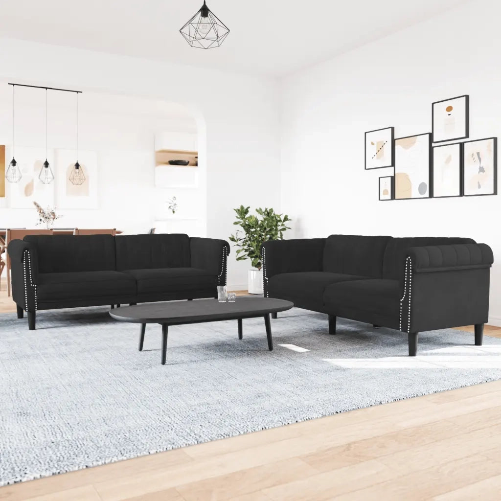 Set di Divani 2 pz Nero in Velluto 3209224