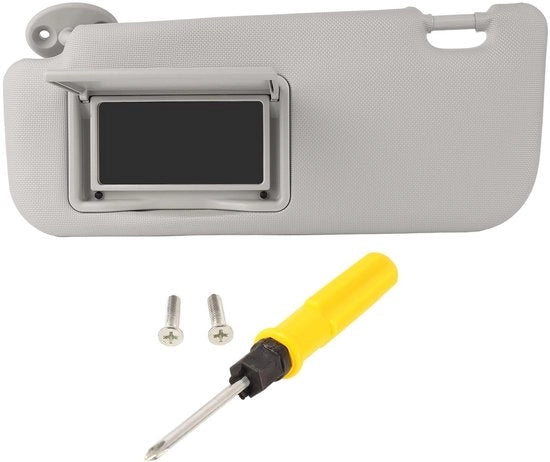 Zonneklep Auto con Specchio per Make-up, Color Grigio - Per Levin 2014-2019 - PVC con Alta Resistenza - Migliorata Sicurezza in Guida - Progettazione Spazievolutiva