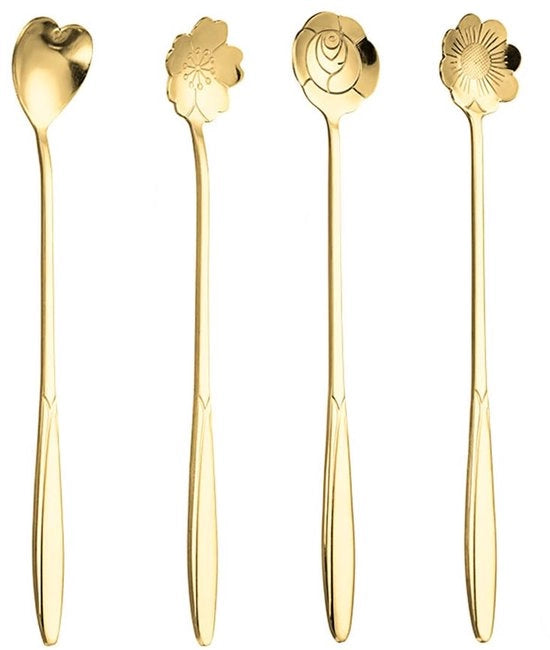 Lama in acciaio inossidabile con disegno di fiori - set da 4 pezzi - materiale di alta qualità - 17,7-18,1 cm