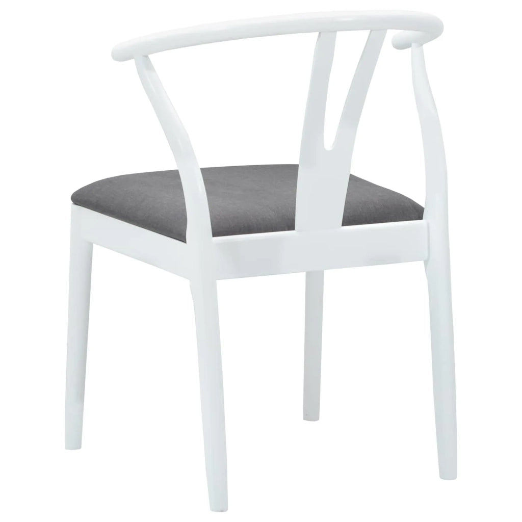 Sedia da pranzo 2 pcs Bianco e Grigio Legno di gomma solido