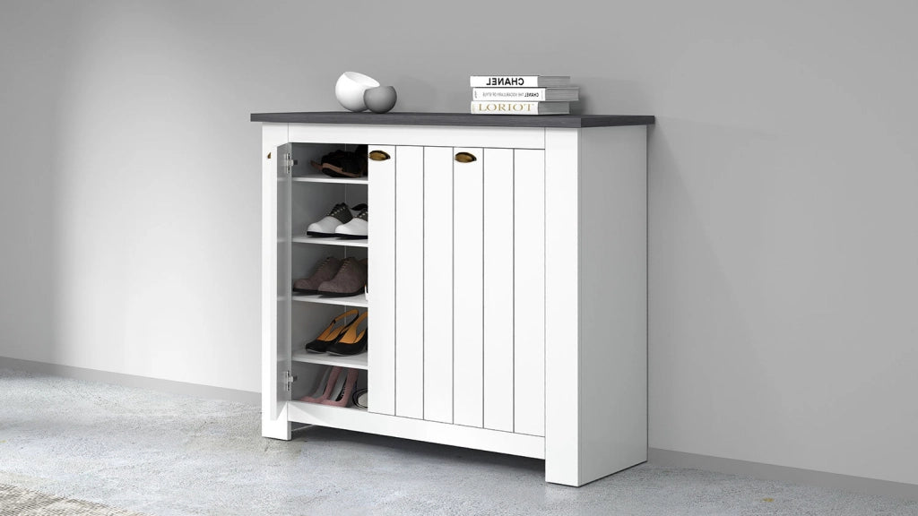 Scarpiera 3 Ante 114x42x100 cm Figo 3A Bianco Opaco/Report Grigio