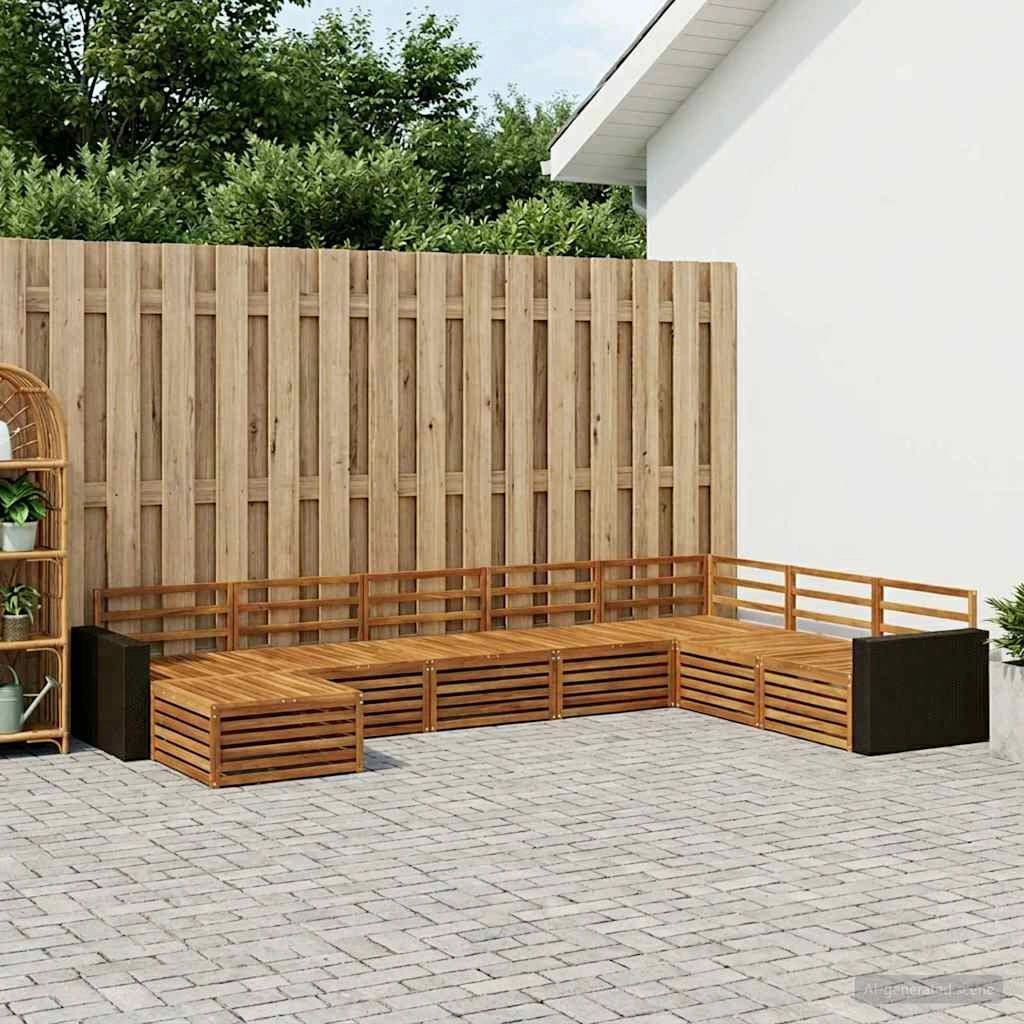 Set di divani da esterno 8 pz Naturale Legno di Acacia Massello 3383722