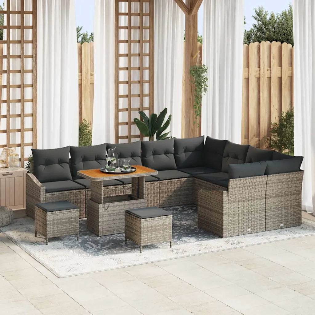 Set Divano da Giardino con cuscino 12 pcs Grigio polyrattan 3362698