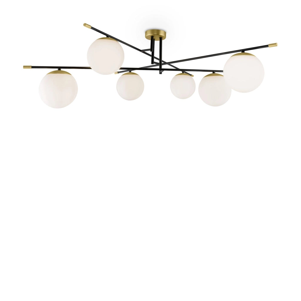 Maytoni Lampadario contemporaneo Nostalgia 6 luci E14 oro opaco metallo diffusori vetro