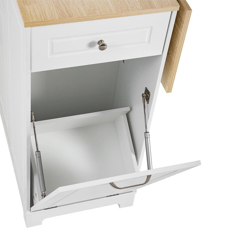 Isola da cucina mobile - Xylo - Bianco - Estensibile con tiroiri e cestino