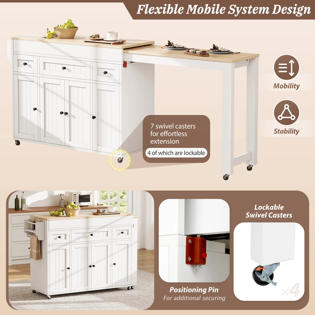 Mobile contenitore da cucina con 3 cassetti; ripiani regolabili e piano estraibile