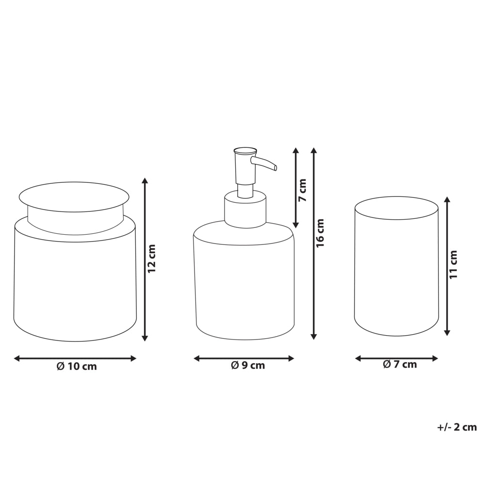 Set di accessori da bagno in 3 pezzi Dispenser di sapone in vetro grigio Glam Portasapone Portaspazzolino Tazza