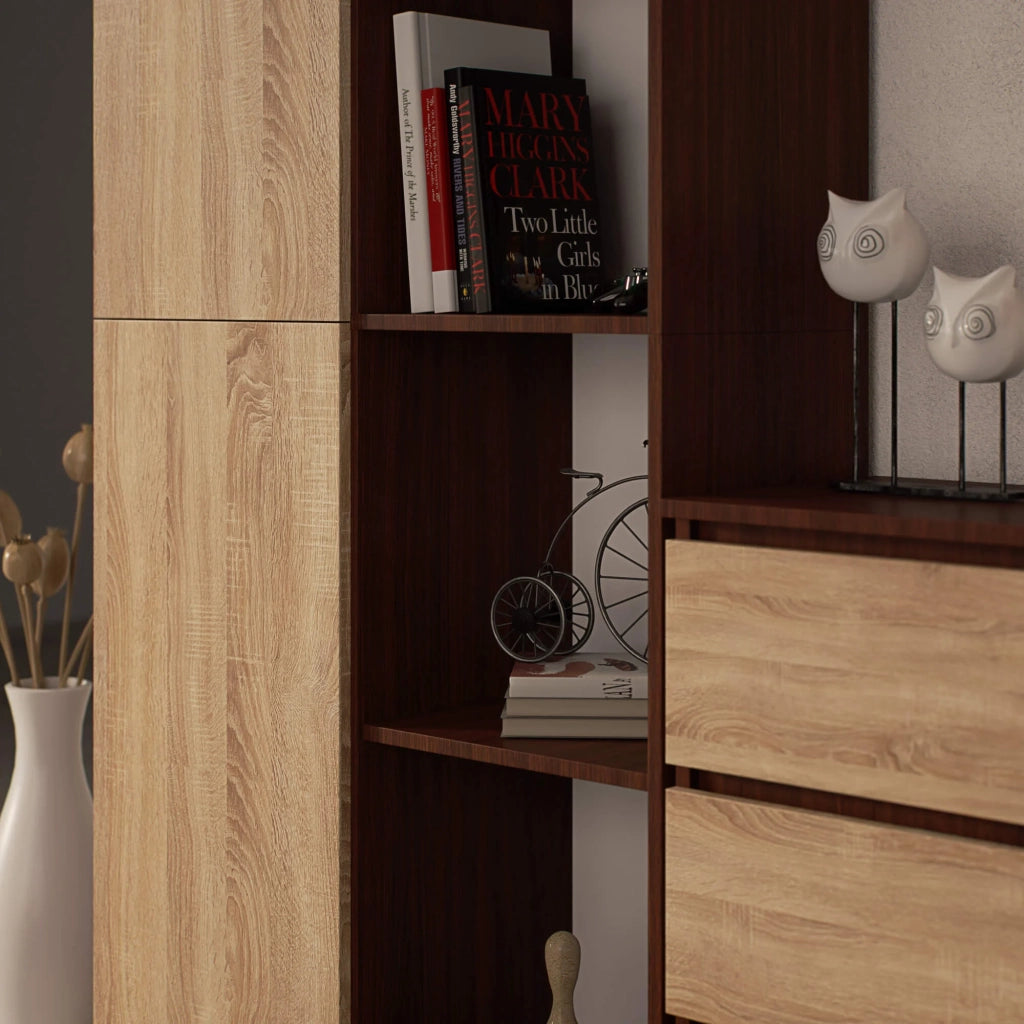 Armadio da ufficio AKORD R80 Wengé 80 cm 1 anta inserto frontale Sonoma Quercia 80x35x180 cm