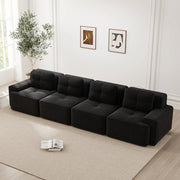 Divano modulare senza montaggio in velluto a coste; nero; 382x104x69 cm
