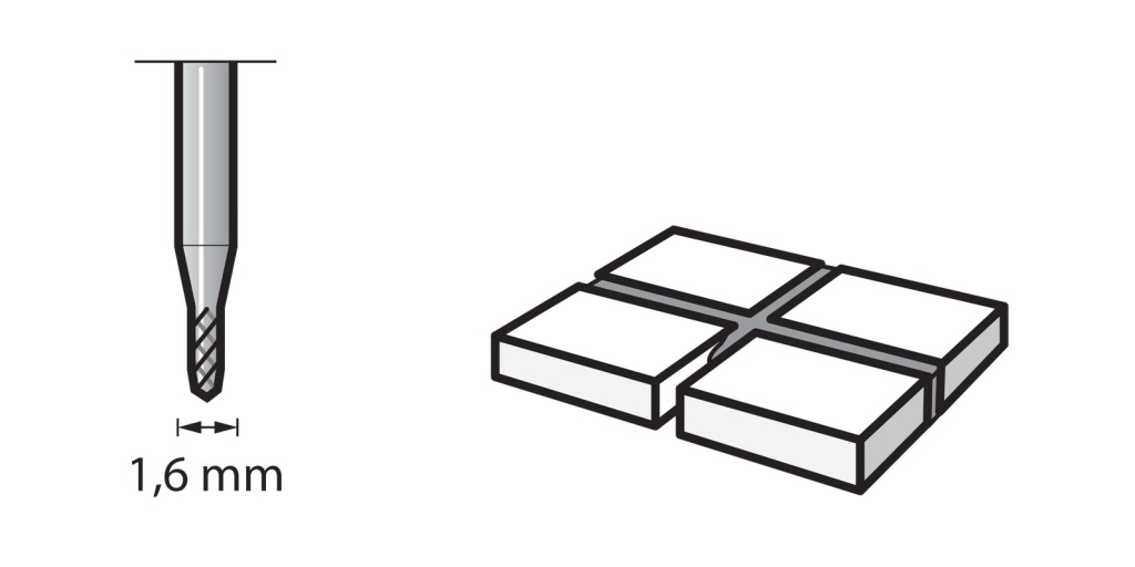 Punte Dremel per la rimozione del cemento dalle fughe di piastrelle 1,6 mm (569)