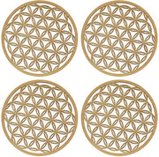 Set di 4 piedini per la Fior di Loto, piedini decorativi per la Fior di Loto, Fior di Loto per il caricamento delle pietre, piedini in legno per bicchieri e caffè, 10 x 10 cm