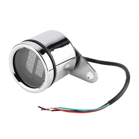 Contatore di Rotazione 2 in 1 - Voltmetro Digitale - Contachilometri Metallico - Adatto per Motocicli - Design Classico - Esplosione e Umidità Resistenti