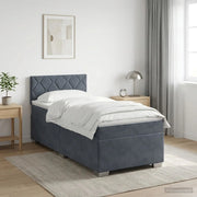 Letto con Box Spring, Materasso e LED Grigio Scuro 100 x 200 cm 3452127