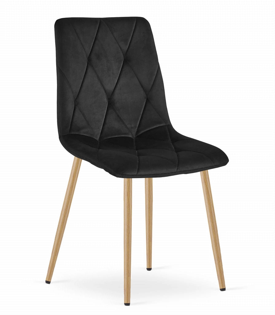 Sedia Valora TYRA in velluto nero con gambe color legno x2