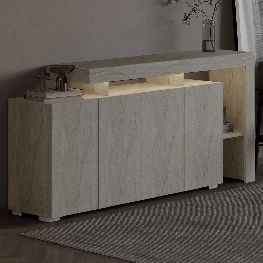 Credenza in legno "Beliz" - 170 x 35 x 80 cm - Travertino