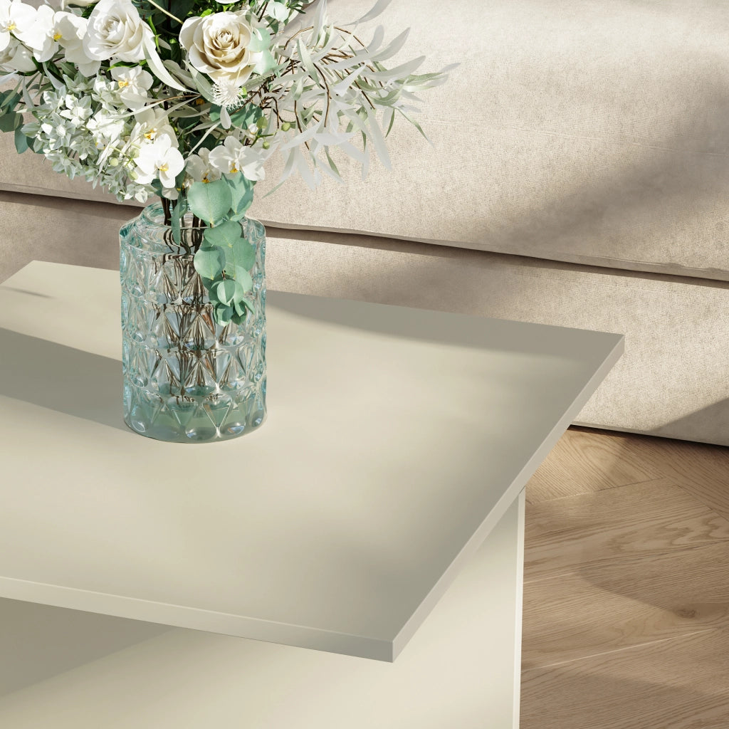 Tavolino da Salotto Taniena a Doppio Livello 100x55x35 cm Color Avena Oatmeal [en.casa]