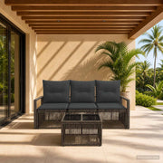 Set Divano da Giardino 4 pz Grigio polyrattan 3435632