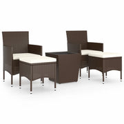 Set Bistrot Giardino 5 pz | Set Salotto da Giardino Polyrattan e Vetro Temperato Marrone
