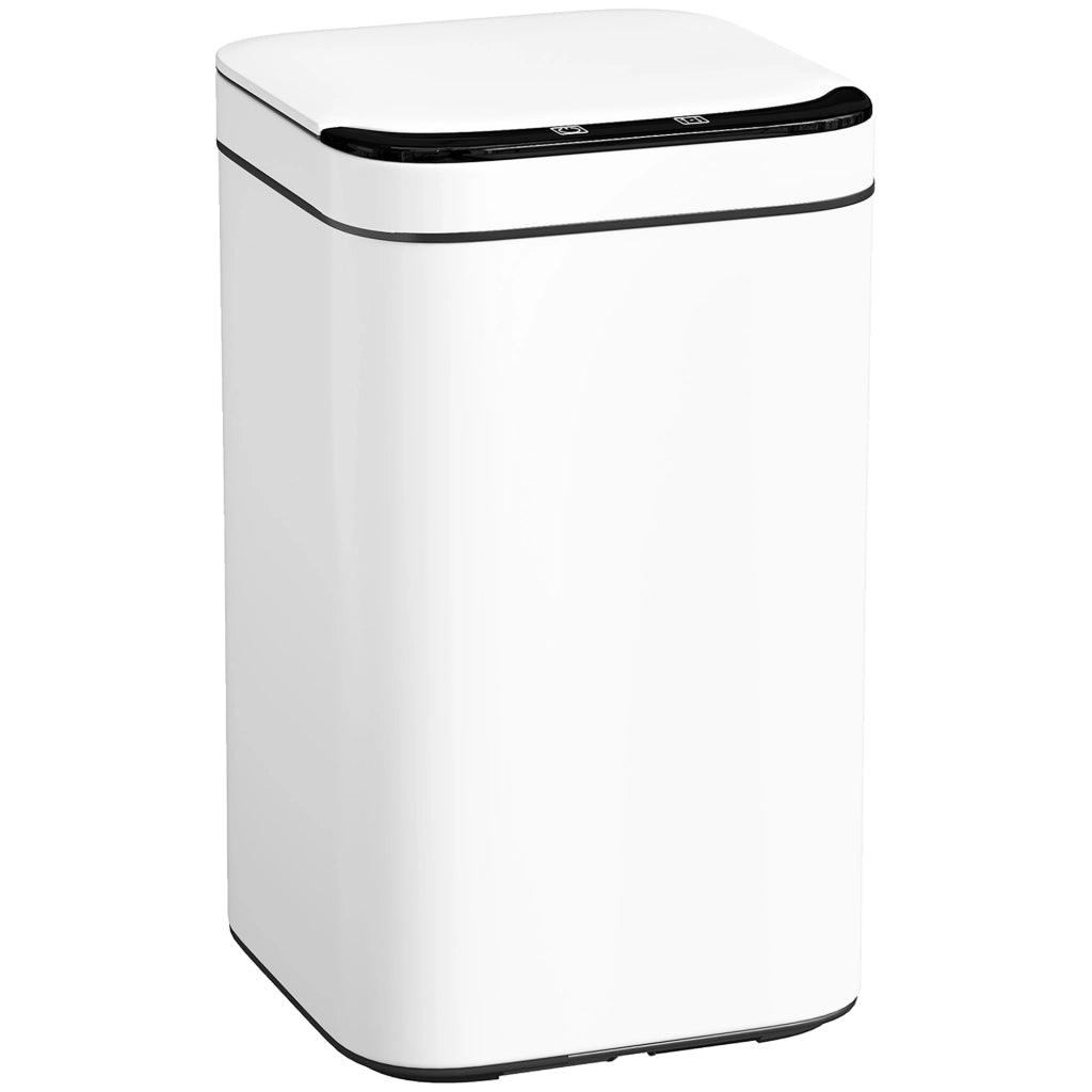 Bidone per Rifiuti Intelligente 13L ¨C zephmum ¨C Acciaio e PP, 24x24x41 cm, Bianco e Nero