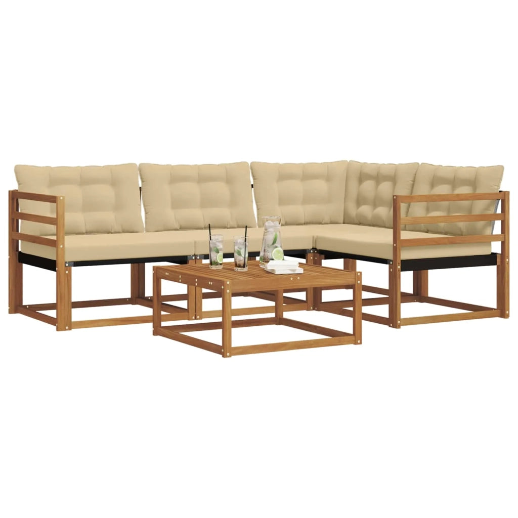 Set di divani da esterno con cuscino 5 pcs Naturale e Beige