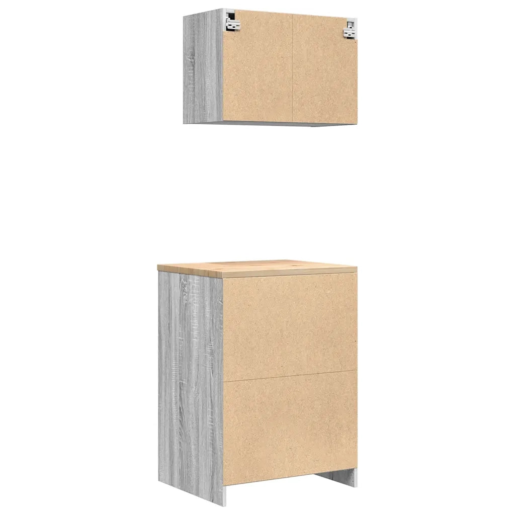 Armadi da Garage 2 pz Grigio Sonoma in Legno Multistrato 3328337