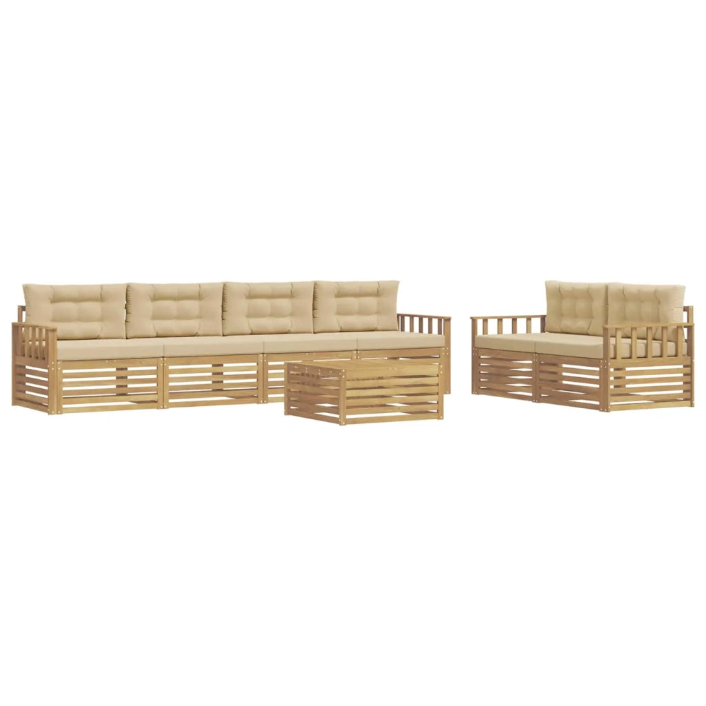 Set di divani da esterno 7 pcs Bianco e Beige Poliestere 3390078