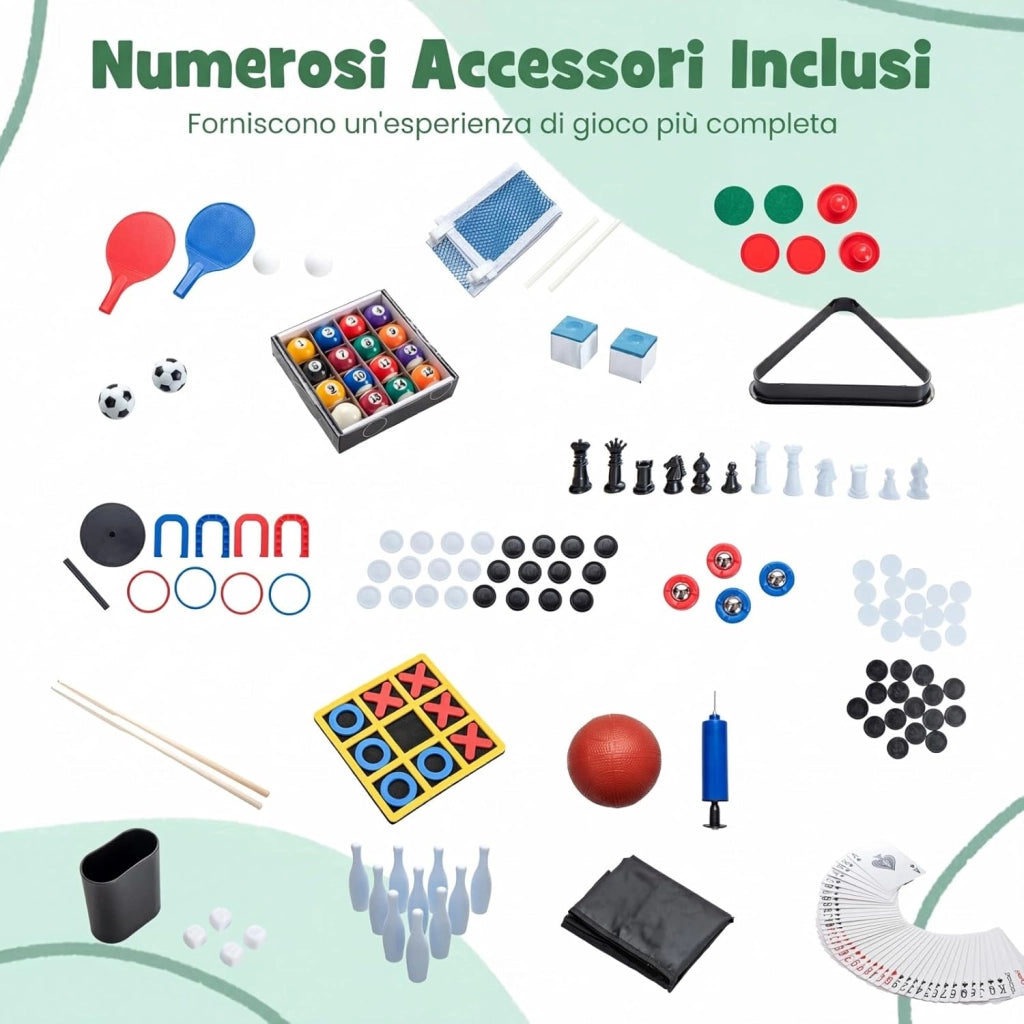 15 in 1 Set da Tavolo da Gioco Combo, Tavolo Multigioco Basket Calcetto Hockey Biliardo Ping Pong Bowling Shuffleboard ecc, Set Combinato per Giochi Multipli per Bar Casa Ufficio