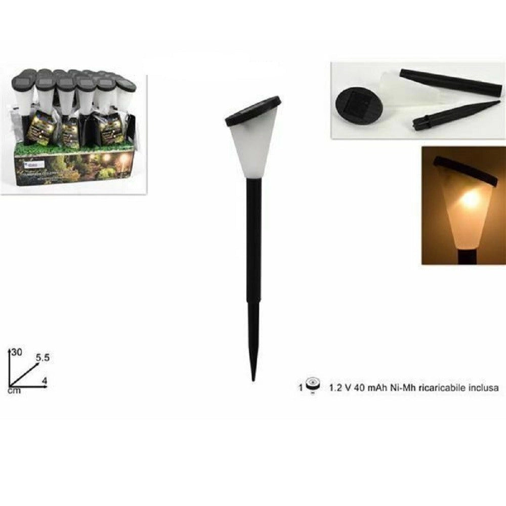 Trade Shop - Lampada Luce Ricarica Solare Giardino Esterni Led Torcia 30cm Luce Calda Fredda -
