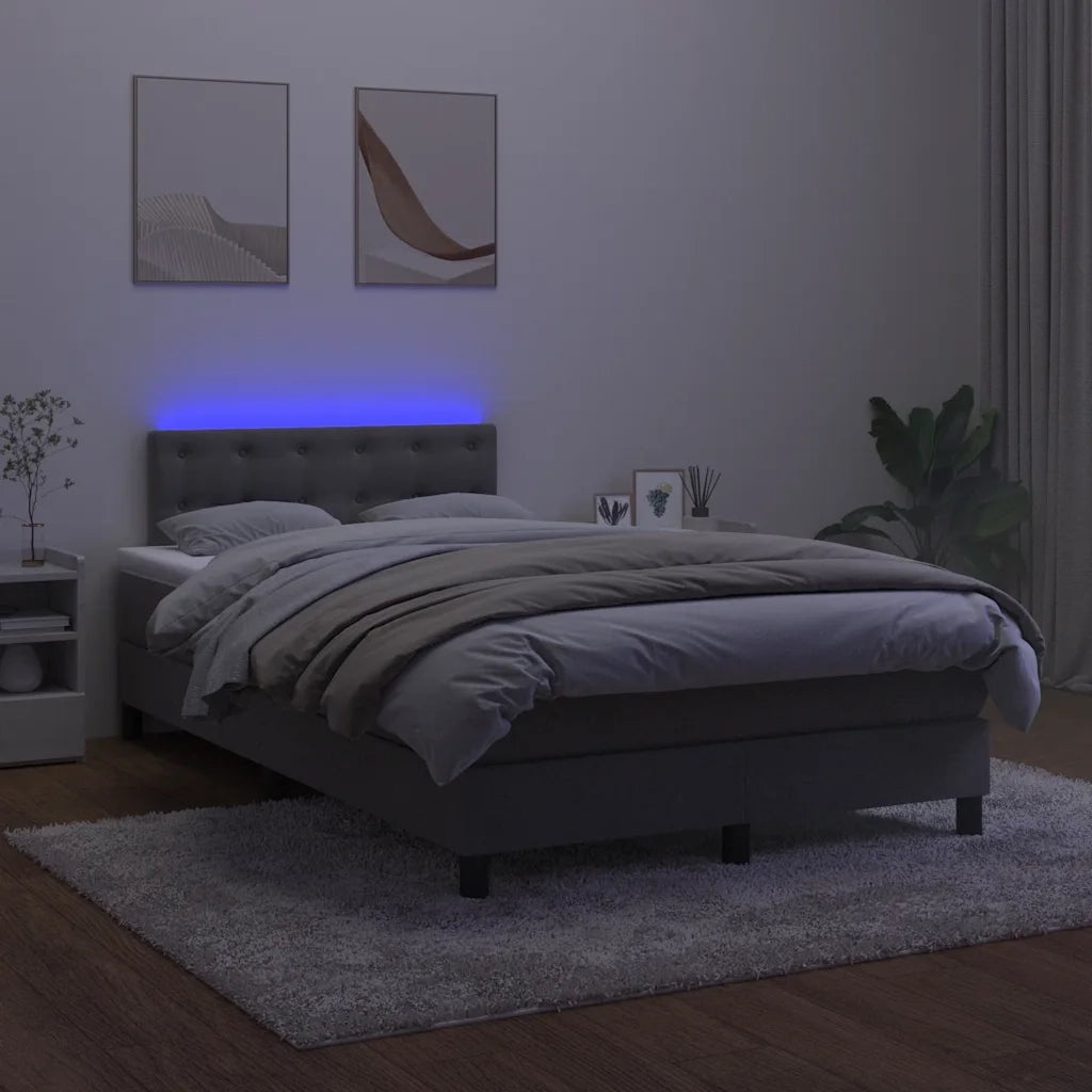 Letto a Molle con Materasso e LED Grigio Scuro 120x190cm in Velluto 3270178