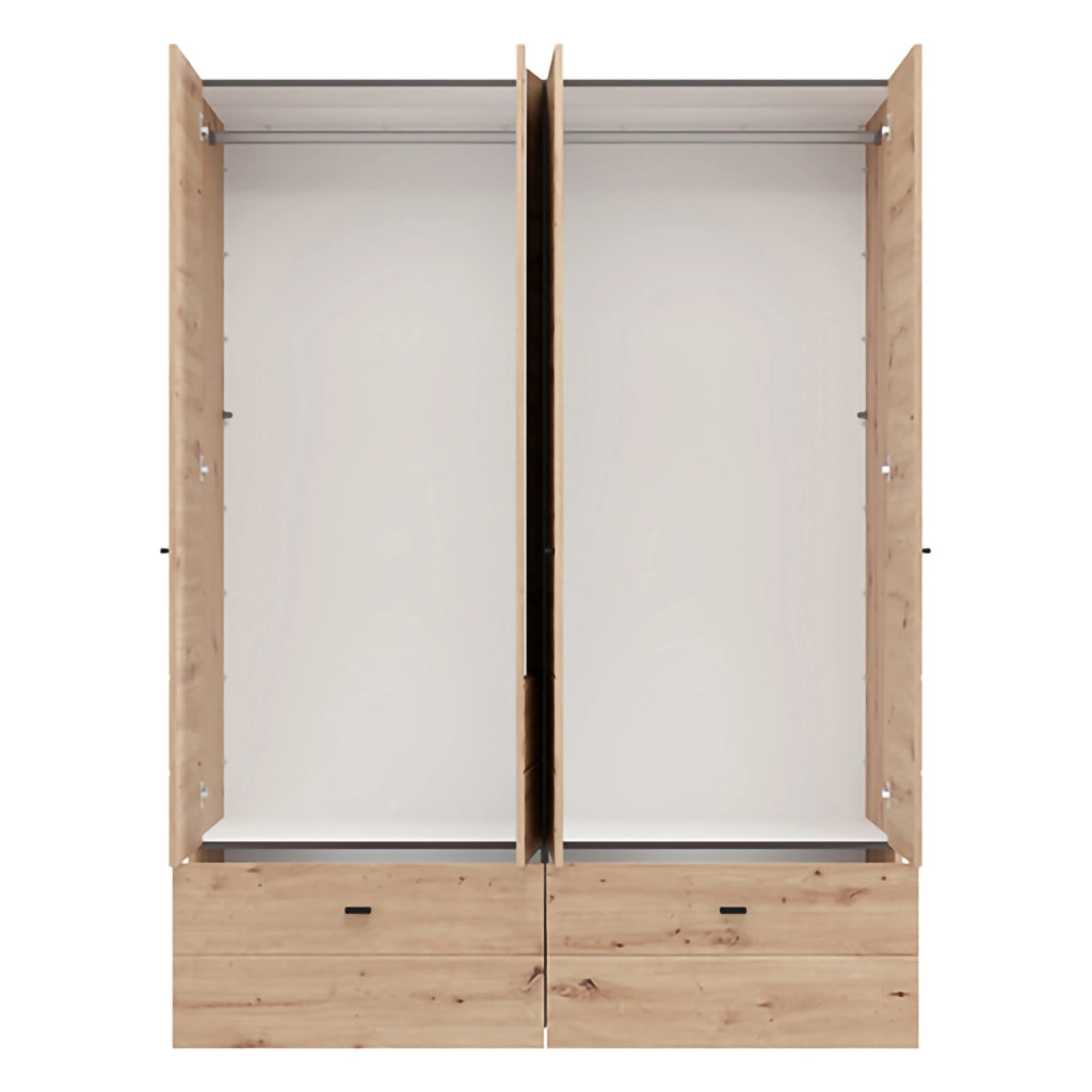 Armadio Camera da Letto Spigno, Guardaroba Grande 2 Ripiani, 155x208h cm Marrone Rovere Nodi