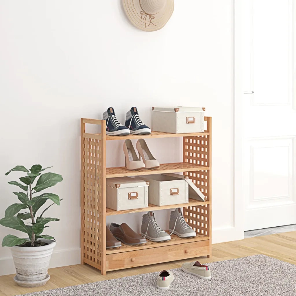 Scarpiera | Mobile per scarpe con Cassetto 70x27x81 cm Legno Massello di Noce