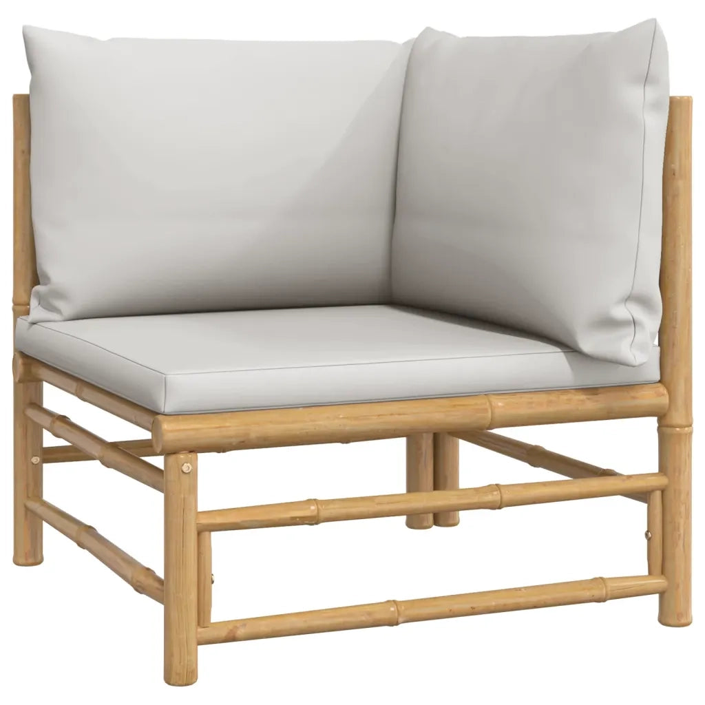 Set Salotto da Giardino 6pz con Cuscini Grigio Chiaro Bambù 3155090