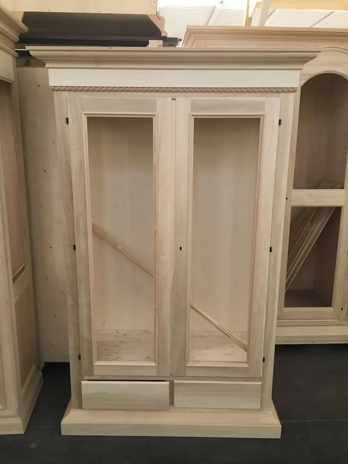 Vetrina classica 2 porte in legno grezzo l.125 p.48 h.196 (606) - Mobili 2G