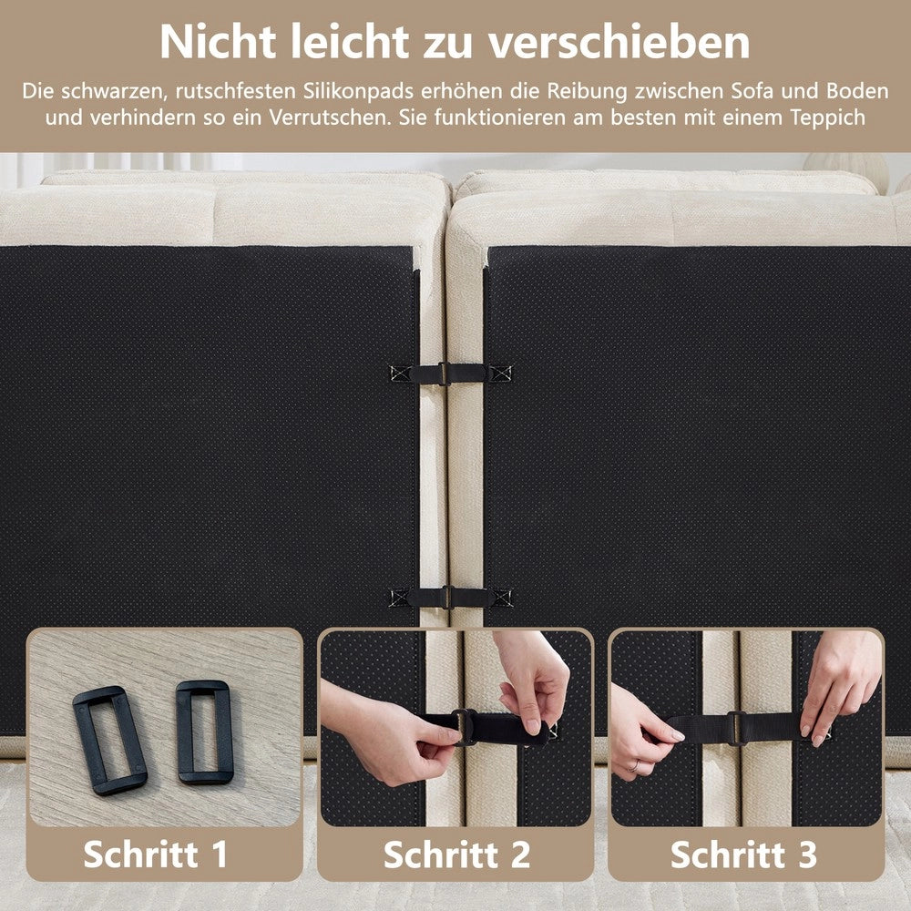 Divano 2 posti ¨C Minimal ¨C Beige in tessuto chenille imbottito montaggio senza