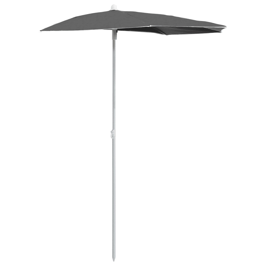 Ombrello | Parasolne Semicircolare con Palo 180x90 cm Antracite