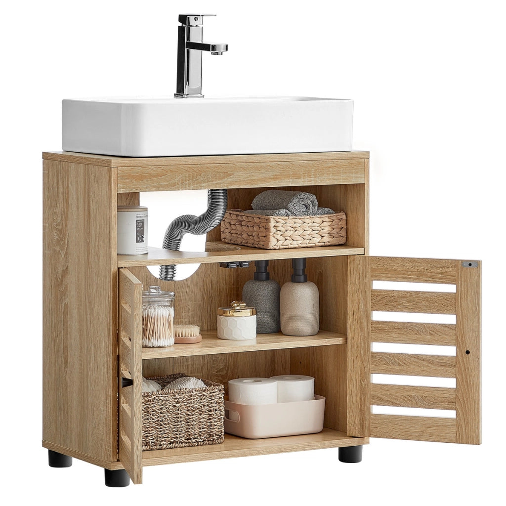 Mobile sottolavabo Sonoma in legno rovere con ante a persiana