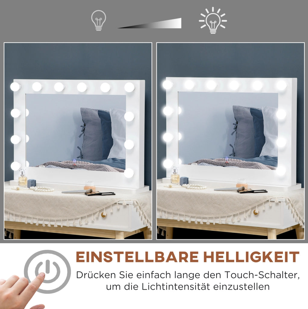 Specchio trucco Hollywood LED 80x60 cm bianco con touch