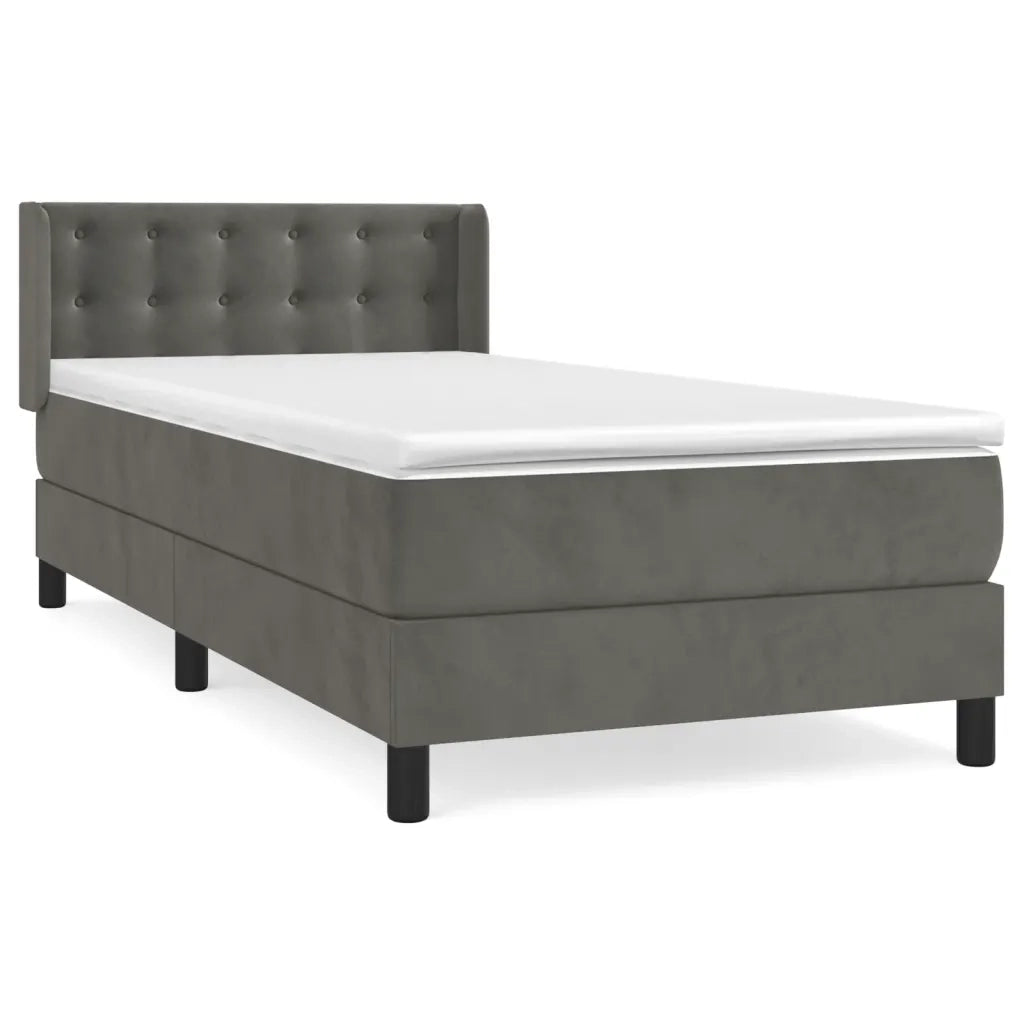 Giroletto a Molle con Materasso Grigio Scuro 90x200 cm Velluto 3131178