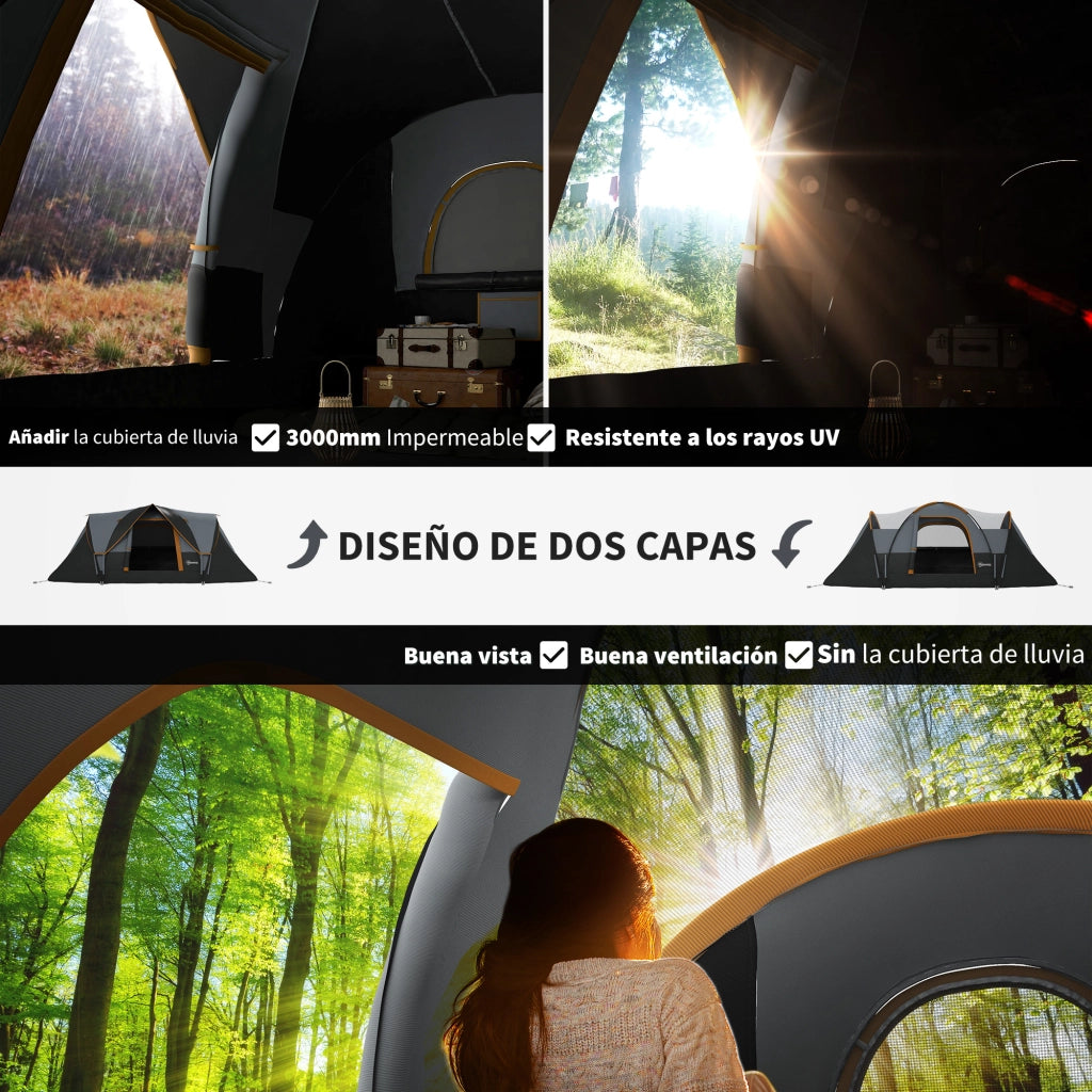 Tenda da campeggio 5-6 persone ¨C zephmum ¨C 455x220x180 cm grigio